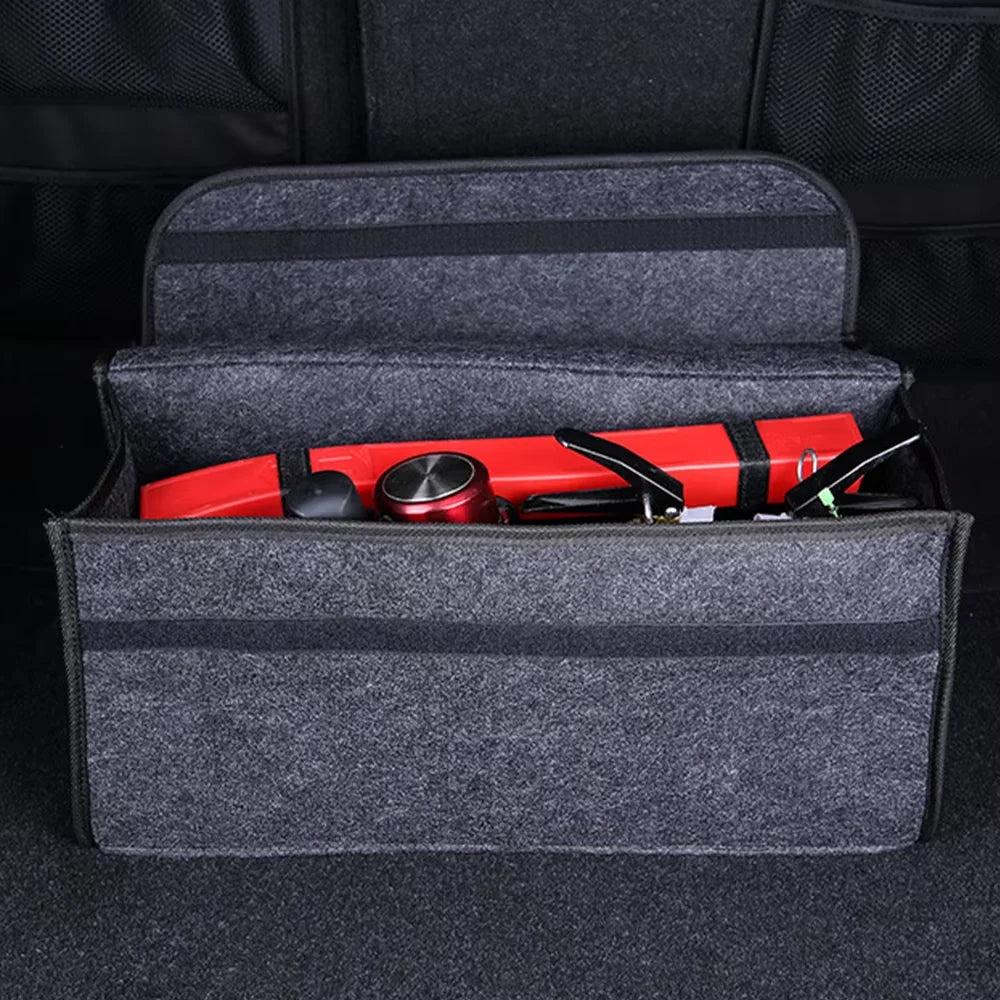 Große Kofferraum-Organizer Tasche aus Filz – Rutschfeste Auto-Aufbewahrungsbox mit Fächern für Werkzeug, Zubehör & Einkäufe