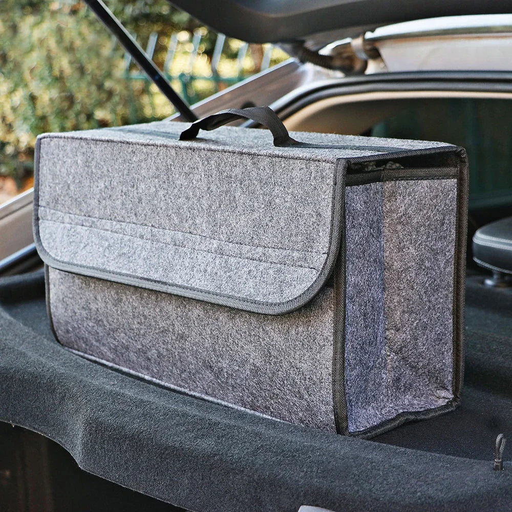 Große Kofferraum-Organizer Tasche aus Filz – Rutschfeste Auto-Aufbewahrungsbox mit Fächern für Werkzeug, Zubehör & Einkäufe